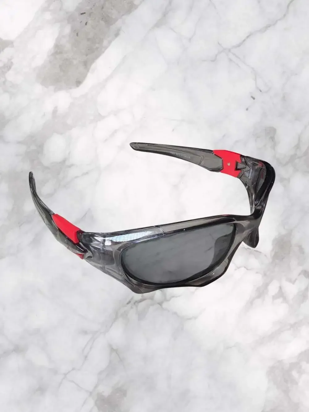 Unbranded Wraparound Sports Biking Sunglasses with Grey Frames and Red Accents